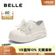 百麗（Belle）可兩穿板鞋女2025秋季新款可愛蝴蝶結厚底增高休閑鞋B2629CM5 米白色 36 (230mm)