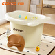 日康（rikang）泡澡桶 嬰兒洗澡盆 兒童洗澡桶 浴缸浴桶贈浴凳 米色 X1001-3