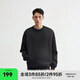 CHINISM CH赤塵品牌LOGO繡花圓領(lǐng)衛(wèi)衣男士秋季純色簡約休閑長袖百搭上衣 黑色 L