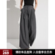 ELLE格雷系高腰寬松顯瘦西裝褲女2025夏季新款顯瘦垂墜感闊腿褲 深灰 M