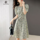 clotho Rennie品牌女裝碎花連衣裙女2025夏季新款法式復(fù)古小個子泡泡袖顯瘦裙子 花色 M