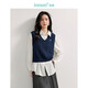 茵曼老錢(qián)風(fēng)麻花毛針織2025秋季女裝百搭馬甲通勤毛衣 寶藍色 L