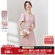 尚都比拉設計感拼接連衣裙夏季高級感氣質(zhì)百褶裙小個(gè)子中長(cháng)裙子 粉陶色 XL