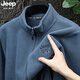 JEEP搖粒絨衛衣男2025秋冬新款立領(lǐng)開(kāi)衫外套休閑寬松大碼加絨夾克上衣 牛仔藍  【專(zhuān)柜品質(zhì)】 XL 【建議體重150-165斤】