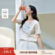 茵曼棉質(zhì)刺繡圓領(lǐng)短袖T恤女裝2025夏季新款字母標(biāo)語閃片上衣 淺花灰 M