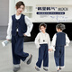 THINKPIRE【三件套】女童秋裝套裝兒童女裝2025新款中大童女孩牛仔衣服褲子 三件套=馬甲+襯衫+直筒褲 160 碼建議身高155CM