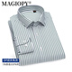 MAGIOPY高端品牌男裝高檔含桑蠶絲免燙男士長(cháng)袖商務(wù)襯衫條紋襯衣200支 綠色條紋/長(cháng)袖 41