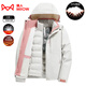 貓人（MiiOW）三合一沖鋒夾克衣女男羽絨內膽小個(gè)子短外套防風(fēng)保暖戶(hù)外登山服 KY09S-1暖白/珊瑚粉-女 L