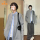 派吉鯊學(xué)院風(fēng)灰色衛衣開(kāi)衫外套女春秋2026早春新款慵懶風(fēng)美式棒球服上衣 淺灰色 L
