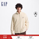 GAP男女裝抱抱絨字母logo抓絨立領(lǐng)外套休閑上衣609070 米色 L (175/96A) 亞洲尺碼