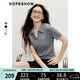 紅袖復(fù)古絞花短袖針織衫2025夏季新款女裝字母繡正肩POLO領(lǐng)別致短上衣 煙灰056 L
