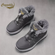 鱷魚(yú)恤加絨保暖高幫鞋冬季男款厚底防滑雪地靴戶(hù)外中老年抗寒棉鞋 灰色 42