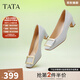 他她（TATA）氣質(zhì)方扣單鞋女鞋2025新粗跟高跟鞋法式鞋子女鞋7YO01AQ4 蘭灰 37