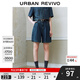 UR2025秋季新款女裝休閑復(fù)古水洗壓褶牛仔短褲UYU850039 藍(lán)色 26