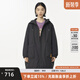 幻走（MOVEUP）2024冬季新款.FUN系列連帽抽繩貼布繡花長(cháng)款棉外套女 夜黑 S