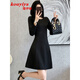 蔻伊婭（Kouyiya）品牌女裝新品赫本風(fēng)小黑裙秋冬2025新款復古顯瘦氣質(zhì)連衣裙女裝 黑色 L （100斤至115斤）