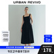 UR七夕2025夏季新款女時尚休閑氣質(zhì)百搭方領(lǐng)吊帶連衣裙UWM750054 正黑 S