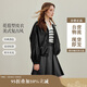 茵曼簡約立領(lǐng)皮衣黑色外套2025秋女裝新款短款夾克上衣 午夜黑 XL
