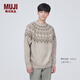 無印良品（MUJI）男式 美利奴羊毛 圖案編織 圓領(lǐng)毛衣 AA0PVA3A 長袖針織衫 校園風(fēng) 燕麥色 XL(180/104A)