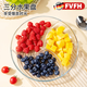 FVFH德國分格水果盤(pán)客廳家用鋼化玻璃干果盤(pán)子零食擺放糖果盒瓜子餐盤(pán) 9英寸-分格水果盤(pán)【鋼化加厚耐高溫】