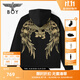BOY LONDON【燦若繁星】秋情侶外套重工連帽開衫衛(wèi)衣N06904 黑色金色翅膀 L