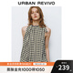 UR2025秋季新款女裝撞色格紋超寬松無袖罩衫襯衫UYU250031 黑色格子 (偏寬松) S (XS-S)