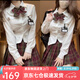 蘿美醬jk制服原創(chuàng)純欲風(fēng)夏季辣妹性感套裝學(xué)院風(fēng)女超短JK百褶裙收腰顯瘦 收腰白襯衫+小山楂42cm+結(jié)+胸牌 L 【建議105-115斤】