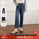 對白【AN大碼系列】顯瘦直筒九分牛仔褲秋季微胖mm梨型身材褲子闊腿褲 復古牛仔藍 2XL 建議體重145-160