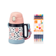 孔雀（Peacock）兒童保溫杯【400ml-粉】+水彩筆【春】