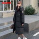 鴨鴨（YAYA）長(cháng)款羽絨服女2025冬新款韓版時(shí)尚咖色休閑過(guò)膝連帽外套女 黑色 M 