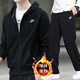 耐克（NIKE）跑步運動(dòng)套裝男 25新款防風(fēng)衣加絨保暖夾克外套 直筒寬松長(cháng)褲子男 【兩件套】夾克+直筒長(cháng)褲 L/175