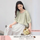香影中袖襯衫女圓領(lǐng)2025夏裝新款慵懶泡泡袖氣質(zhì)淑女寬松藍色上衣 淺綠 S 155/80A/85-95斤