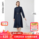 朗姿法式復(fù)古優(yōu)雅時(shí)尚高級(jí)感氣質(zhì)牛仔裙女秋新款收腰連衣裙 月夜深藍(lán)色 L