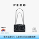 PECO城市系列嬉皮包鏈條斜挎包黑色真皮油蠟皮百搭方包女包禮物 經(jīng)典黑 頭層油蠟牛皮 現貨