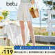 betu百圖女裝短褲女夏ins風(fēng)簡(jiǎn)約多色休閑短褲女高腰闊腿褲短褲女2204T57 杏色 L