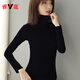 雅鹿純棉堆堆領(lǐng)打底衫秋冬修身內搭高領(lǐng)長(cháng)袖T恤百搭上衣女裝 黑色 2XL (117斤-128斤)