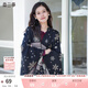 兩三事兩三事 2024冬季新款可愛麋鹿雪花圖案雙面披肩女款 黑咖 F