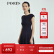 PORTS寶姿商場(chǎng)同款新品女裝氣質(zhì)純色修身短袖連衣裙LL8N021RWE005 丈青 L (8)