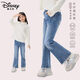 迪士尼童裝顯高顯瘦兒童喇叭牛仔褲秋季新款洋氣韓版女童褲子女孩喇叭褲