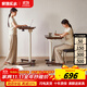 家逸（JIAYI）實(shí)木升降桌可移動(dòng)書(shū)桌電腦桌小戶(hù)型床邊桌家用學(xué)習桌折疊桌子 70cm胡桃色丨可移動(dòng)-可升降