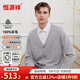 恒源祥【可機洗系列】精紡120支純羊毛衫男士毛衣純色休閑V領(lǐng)針織衫開(kāi)衫 淺灰 （可機洗） L 170(建議55-65kg)