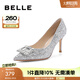 百麗（Belle）高跟鞋女細跟優(yōu)雅氣質單鞋婚鞋BDAK9AQ4 銀色 36 (230mm)