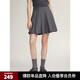 ELLE【學院百褶裙】灰色高腰顯瘦半身裙女2025春季新款小個子短裙 深灰 L