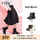 他她（TATA）ta他她彈力靴女靴瘦休閑瘦靴加絨厚底短靴秋冬新CEG01DZ4 CEG01DZ4黑色（絨面款） 37