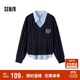 森馬（Semir）毛衣女冬刺繡V領(lǐng)絞花毛衫無(wú)袖襯衫氣質(zhì)學(xué)院風(fēng)兩件套101724107029