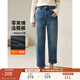 纖莉秀【兩?？劾系潯看蟠a女裝高腰百搭加絨牛仔褲胖mm冬裝新款2985 深藍色 4XL