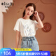 Olrain歐芮兒夏裝新款短袖T恤女圓領(lǐng)白色網(wǎng)紗上衣寬松顯瘦內(nèi)搭打底 白色 M