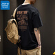 真維斯（Jeanswest）2025夏季重磅250g短袖T恤男潮牌日系寬松大碼上衣潮流ins印花體恤 黑色 5XL 適合220-240斤