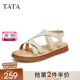 他她（TATA）復古通勤厚底涼鞋女休閑綁帶羅馬涼鞋夏新款DWFH1BL4 灰綠 37