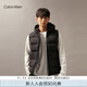 Calvin Klein運動【防水】秋冬男士ck刺繡鴨絨絎縫連帽羽絨背心GMF4O502 BAE-太空黑 S